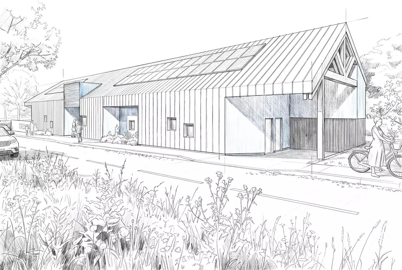 Croquis en perspective de la crèche d'Atton